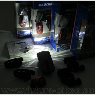 LED Akku Scheinwerfer Set Büchel Vail80 bis 80 Lux, Rücklicht Micro LED, mit Lithium-Akkus