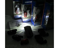 LED Akku Scheinwerfer Set Büchel "Vail80" bis 80 Lux, Rücklicht Micro LED, mit Lithium-Akkus
